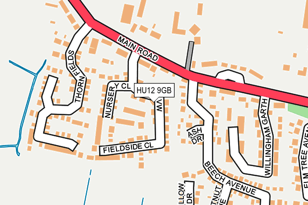 HU12 9GB map - OS OpenMap – Local (Ordnance Survey)