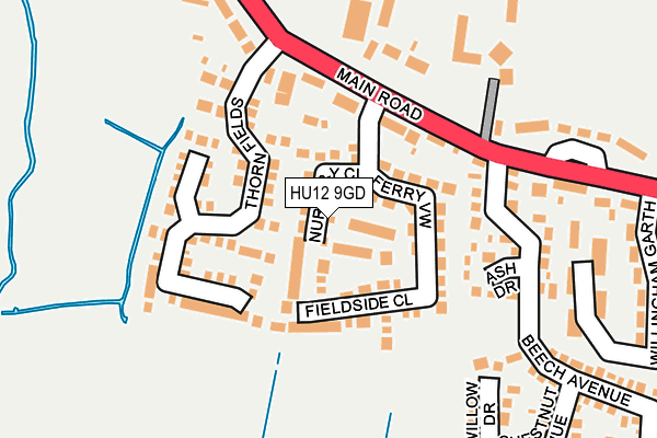 HU12 9GD map - OS OpenMap – Local (Ordnance Survey)