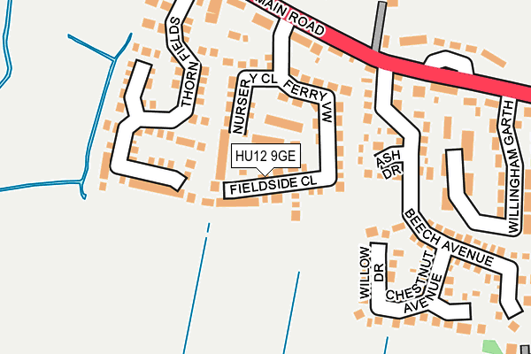 HU12 9GE map - OS OpenMap – Local (Ordnance Survey)