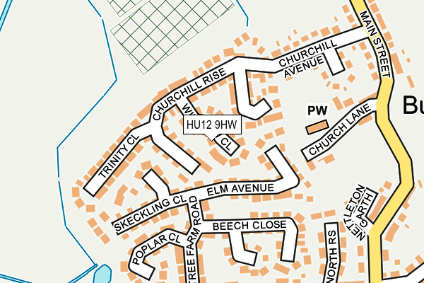 HU12 9HW map - OS OpenMap – Local (Ordnance Survey)