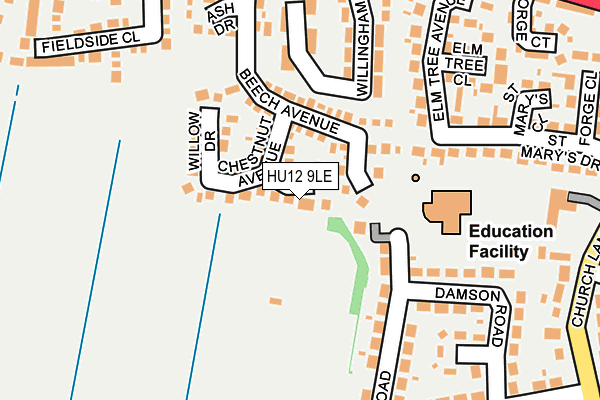 HU12 9LE map - OS OpenMap – Local (Ordnance Survey)