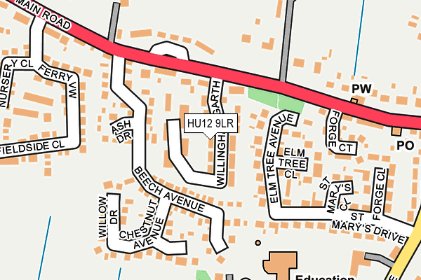 HU12 9LR map - OS OpenMap – Local (Ordnance Survey)