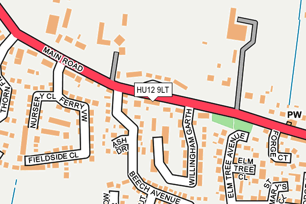 HU12 9LT map - OS OpenMap – Local (Ordnance Survey)