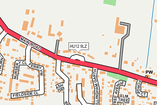 HU12 9LZ map - OS OpenMap – Local (Ordnance Survey)
