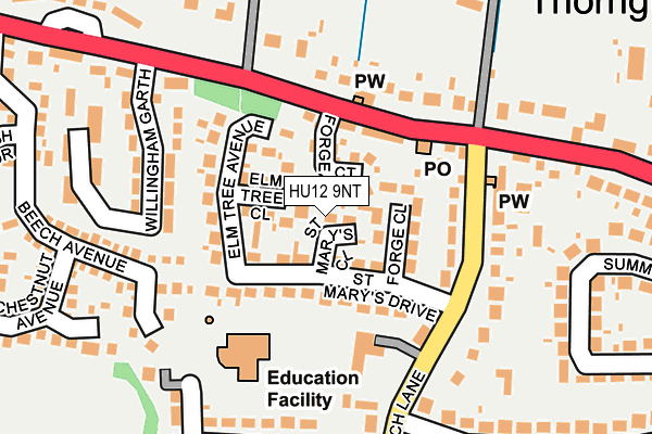 HU12 9NT map - OS OpenMap – Local (Ordnance Survey)