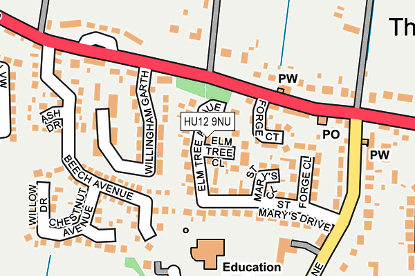 HU12 9NU map - OS OpenMap – Local (Ordnance Survey)