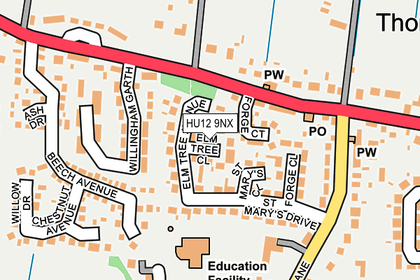 HU12 9NX map - OS OpenMap – Local (Ordnance Survey)