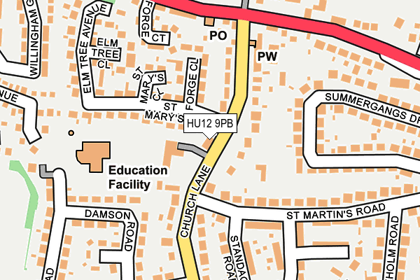 HU12 9PB map - OS OpenMap – Local (Ordnance Survey)