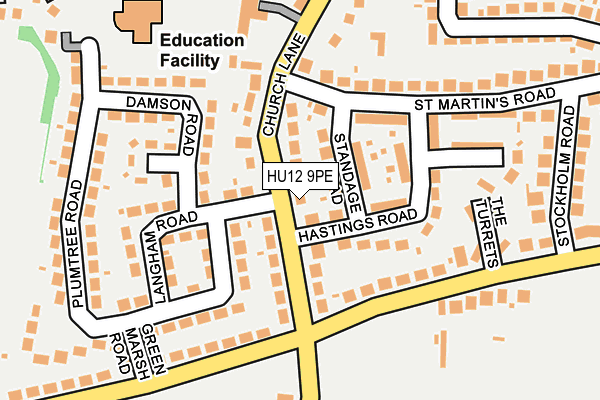 HU12 9PE map - OS OpenMap – Local (Ordnance Survey)