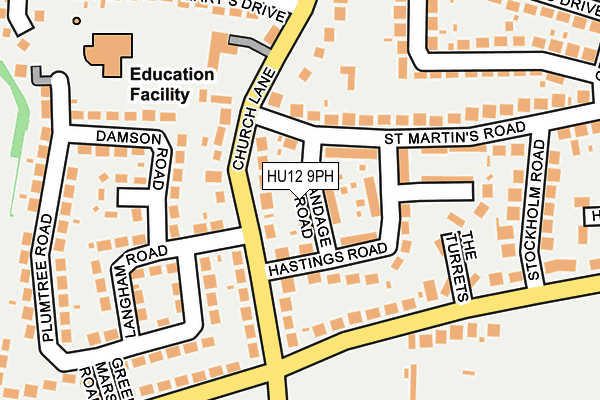 HU12 9PH map - OS OpenMap – Local (Ordnance Survey)