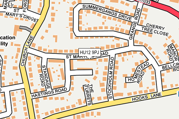 HU12 9PJ map - OS OpenMap – Local (Ordnance Survey)
