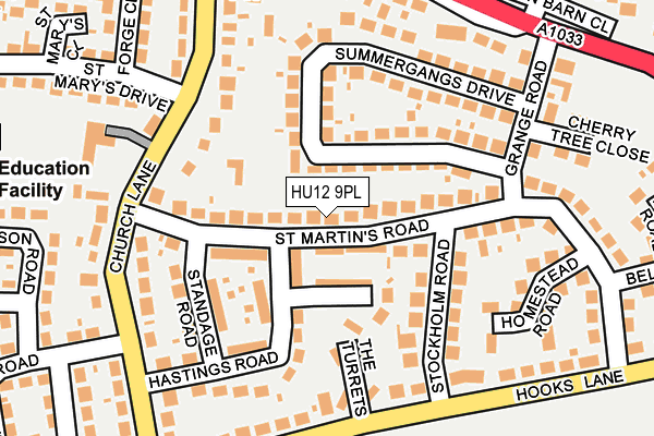 HU12 9PL map - OS OpenMap – Local (Ordnance Survey)