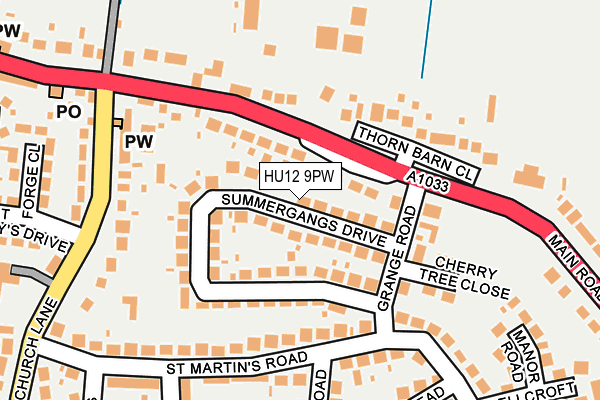 HU12 9PW map - OS OpenMap – Local (Ordnance Survey)