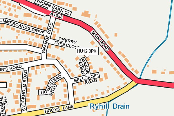 HU12 9PX map - OS OpenMap – Local (Ordnance Survey)