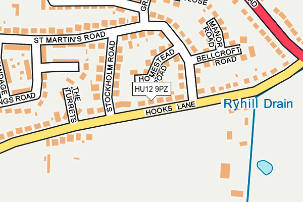 HU12 9PZ map - OS OpenMap – Local (Ordnance Survey)