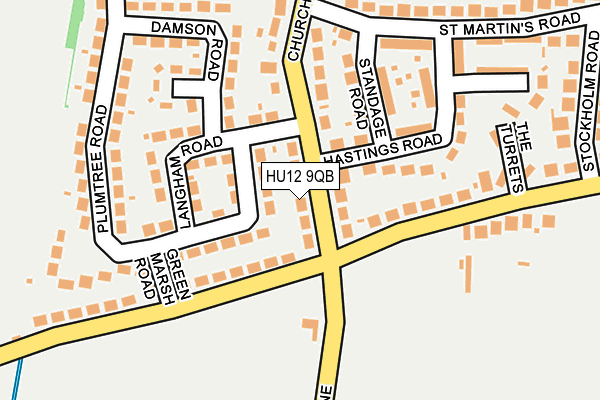 HU12 9QB map - OS OpenMap – Local (Ordnance Survey)