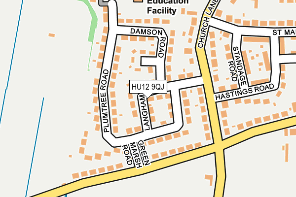 HU12 9QJ map - OS OpenMap – Local (Ordnance Survey)