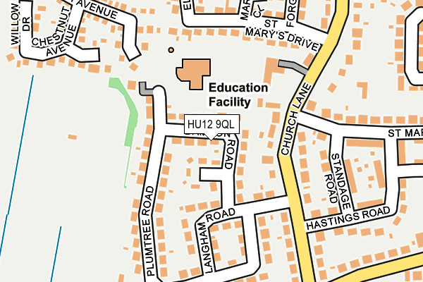 HU12 9QL map - OS OpenMap – Local (Ordnance Survey)