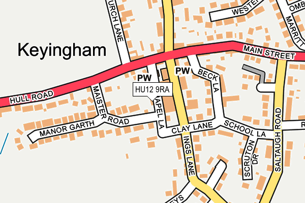 HU12 9RA map - OS OpenMap – Local (Ordnance Survey)