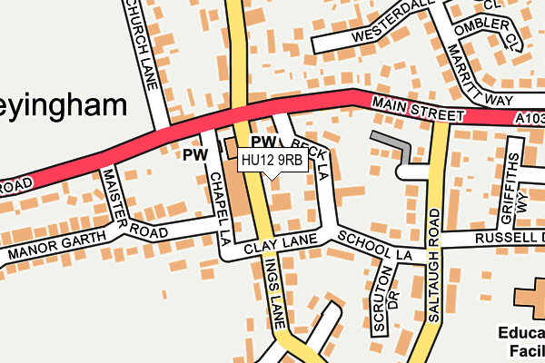 HU12 9RB map - OS OpenMap – Local (Ordnance Survey)
