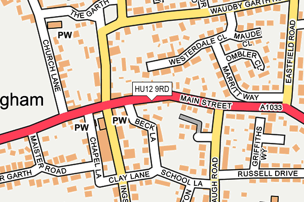 HU12 9RD map - OS OpenMap – Local (Ordnance Survey)