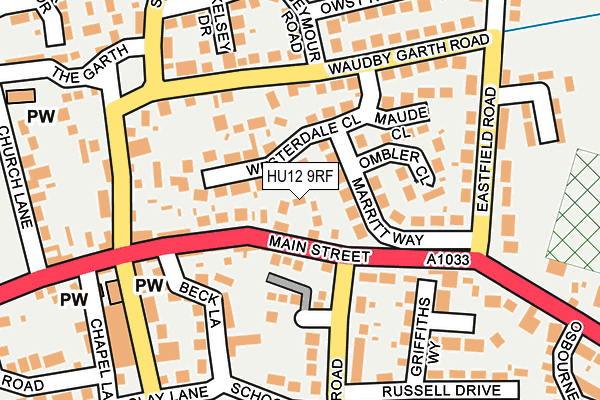 HU12 9RF map - OS OpenMap – Local (Ordnance Survey)