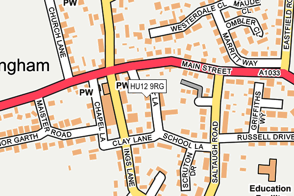 HU12 9RG map - OS OpenMap – Local (Ordnance Survey)