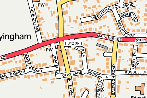 HU12 9RH map - OS OpenMap – Local (Ordnance Survey)