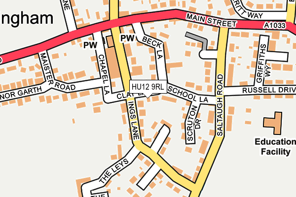 HU12 9RL map - OS OpenMap – Local (Ordnance Survey)