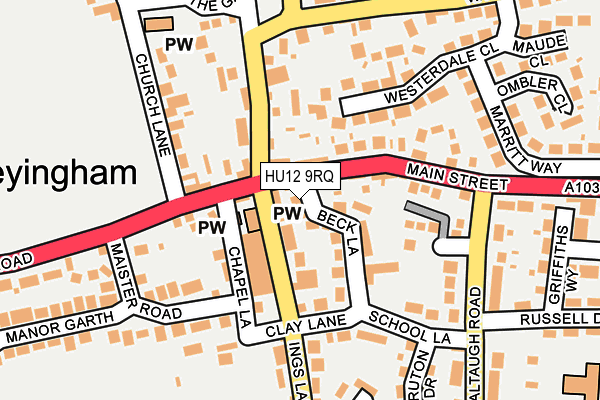 HU12 9RQ map - OS OpenMap – Local (Ordnance Survey)