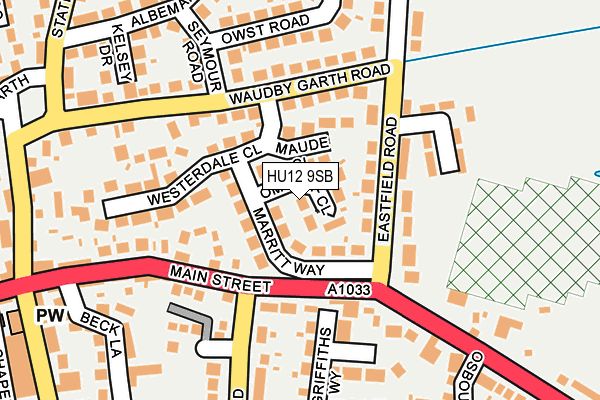 HU12 9SB map - OS OpenMap – Local (Ordnance Survey)