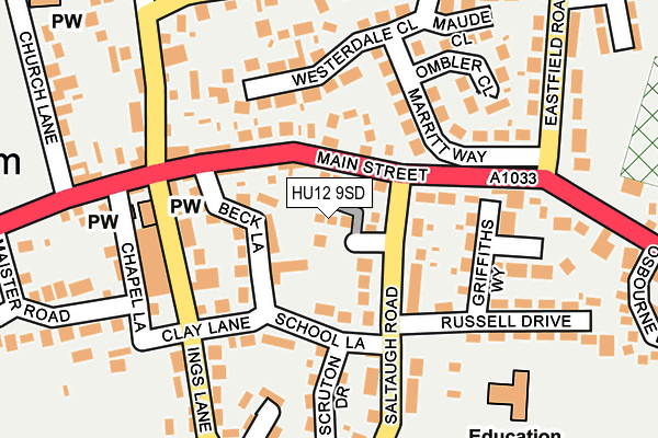 HU12 9SD map - OS OpenMap – Local (Ordnance Survey)