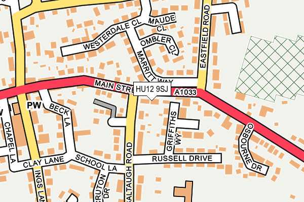 HU12 9SJ map - OS OpenMap – Local (Ordnance Survey)