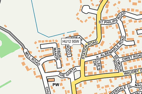 HU12 9SW map - OS OpenMap – Local (Ordnance Survey)