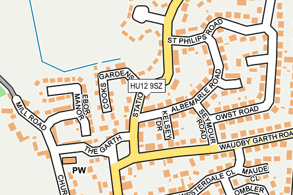 HU12 9SZ map - OS OpenMap – Local (Ordnance Survey)
