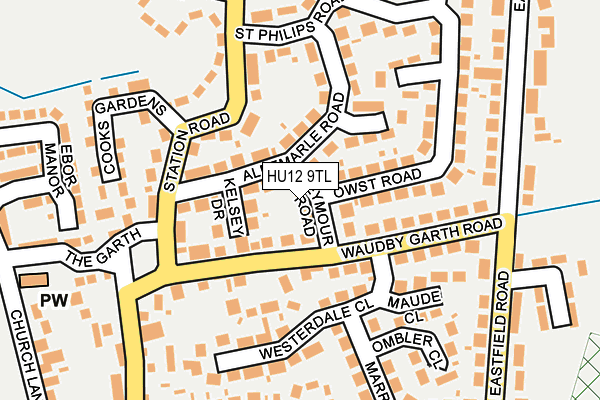 HU12 9TL map - OS OpenMap – Local (Ordnance Survey)