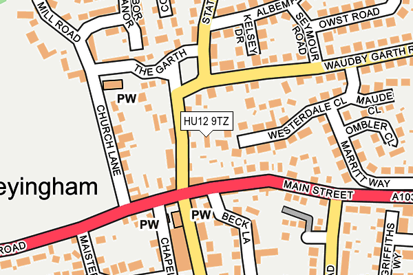 HU12 9TZ map - OS OpenMap – Local (Ordnance Survey)