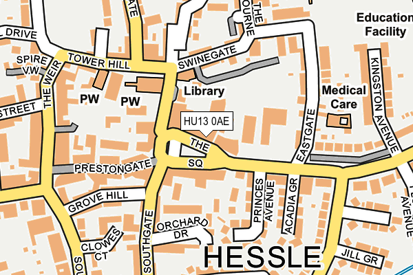 HU13 0AE map - OS OpenMap – Local (Ordnance Survey)