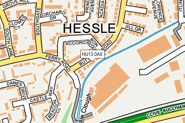 HU13 0AX map - OS OpenMap – Local (Ordnance Survey)