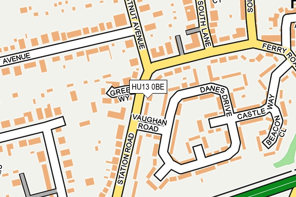 HU13 0BE map - OS OpenMap – Local (Ordnance Survey)