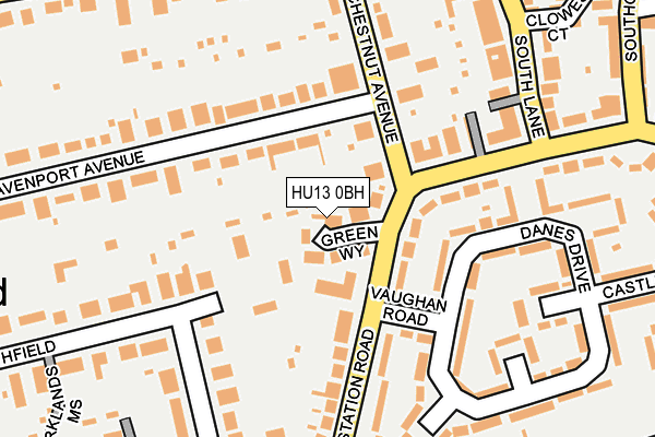 HU13 0BH map - OS OpenMap – Local (Ordnance Survey)