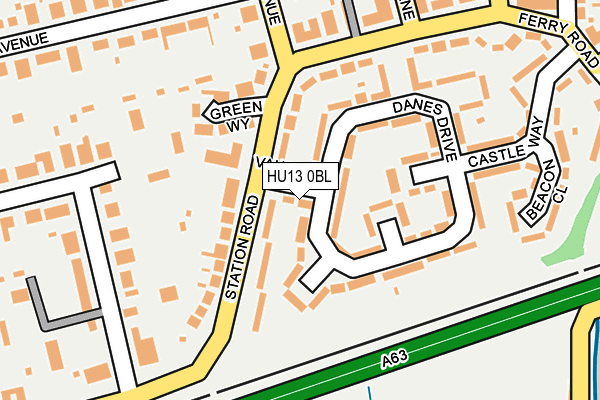 HU13 0BL map - OS OpenMap – Local (Ordnance Survey)