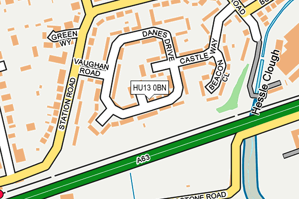 HU13 0BN map - OS OpenMap – Local (Ordnance Survey)