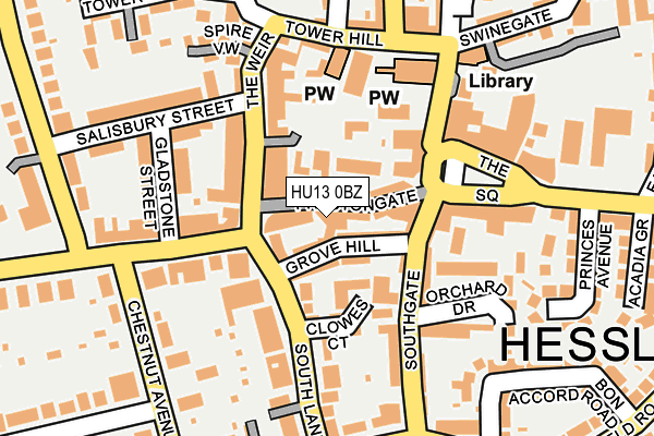 HU13 0BZ map - OS OpenMap – Local (Ordnance Survey)