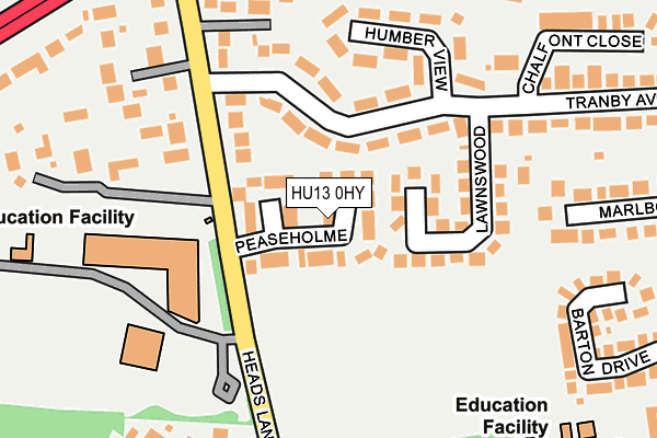 HU13 0HY map - OS OpenMap – Local (Ordnance Survey)
