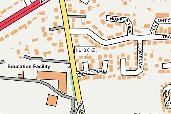 HU13 0HZ map - OS OpenMap – Local (Ordnance Survey)