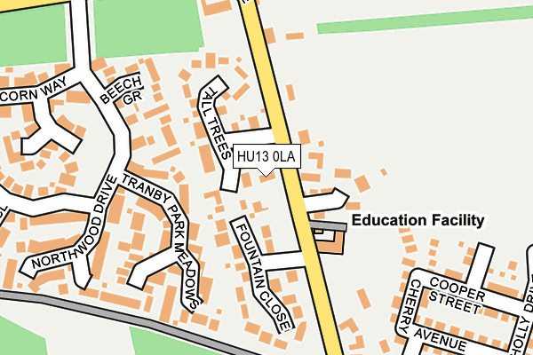 HU13 0LA map - OS OpenMap – Local (Ordnance Survey)