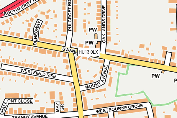 HU13 0LX map - OS OpenMap – Local (Ordnance Survey)