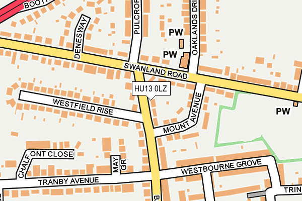 HU13 0LZ map - OS OpenMap – Local (Ordnance Survey)