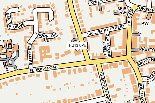 HU13 0PE map - OS OpenMap – Local (Ordnance Survey)